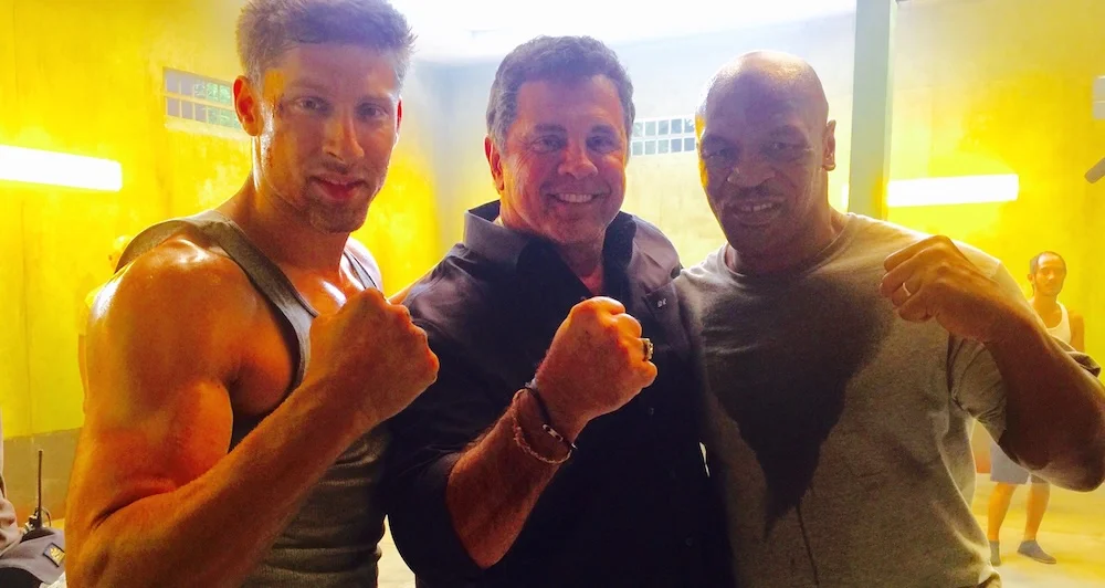 Dimitri Logothetis, Alain Moussi, Mike Tyson on set